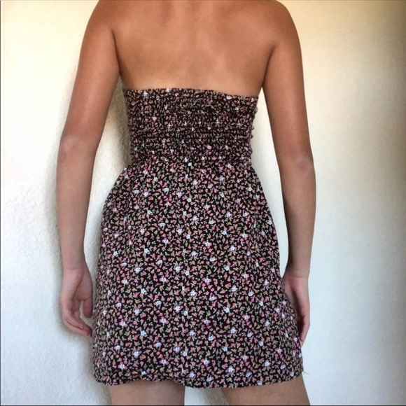 NWOT Black and Floral Strapless Dress S - Picture 3 of 16